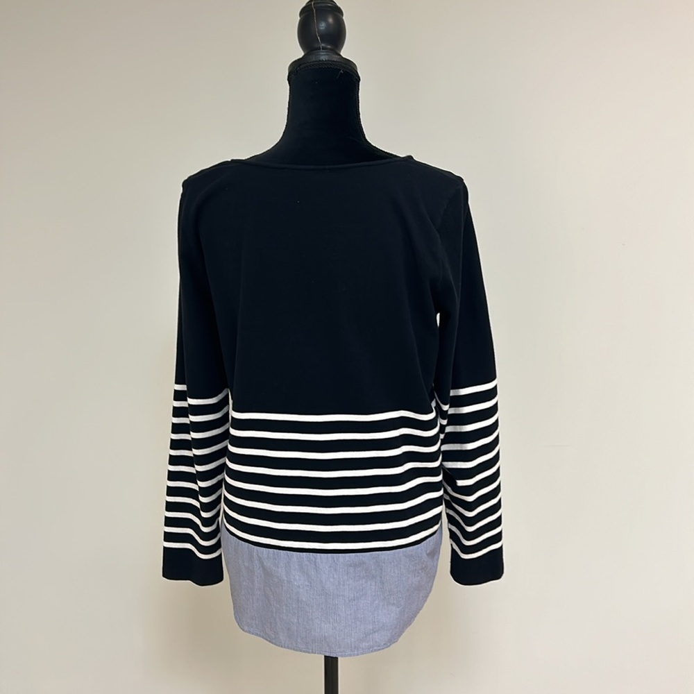 Elliott Lauren Black, White and Blue Striped Top, Size M - Picture 5 of 10